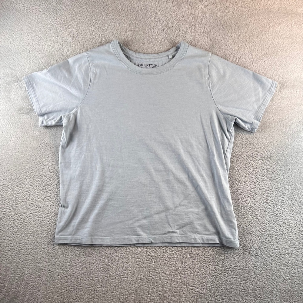 Faherty Sunwashed Organic Cotton T-Shirt Blue Womens M Short Sleeve READ